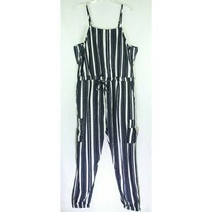 ThreadStory Womens Pants Jumpsuit Stripes Blue 1X
